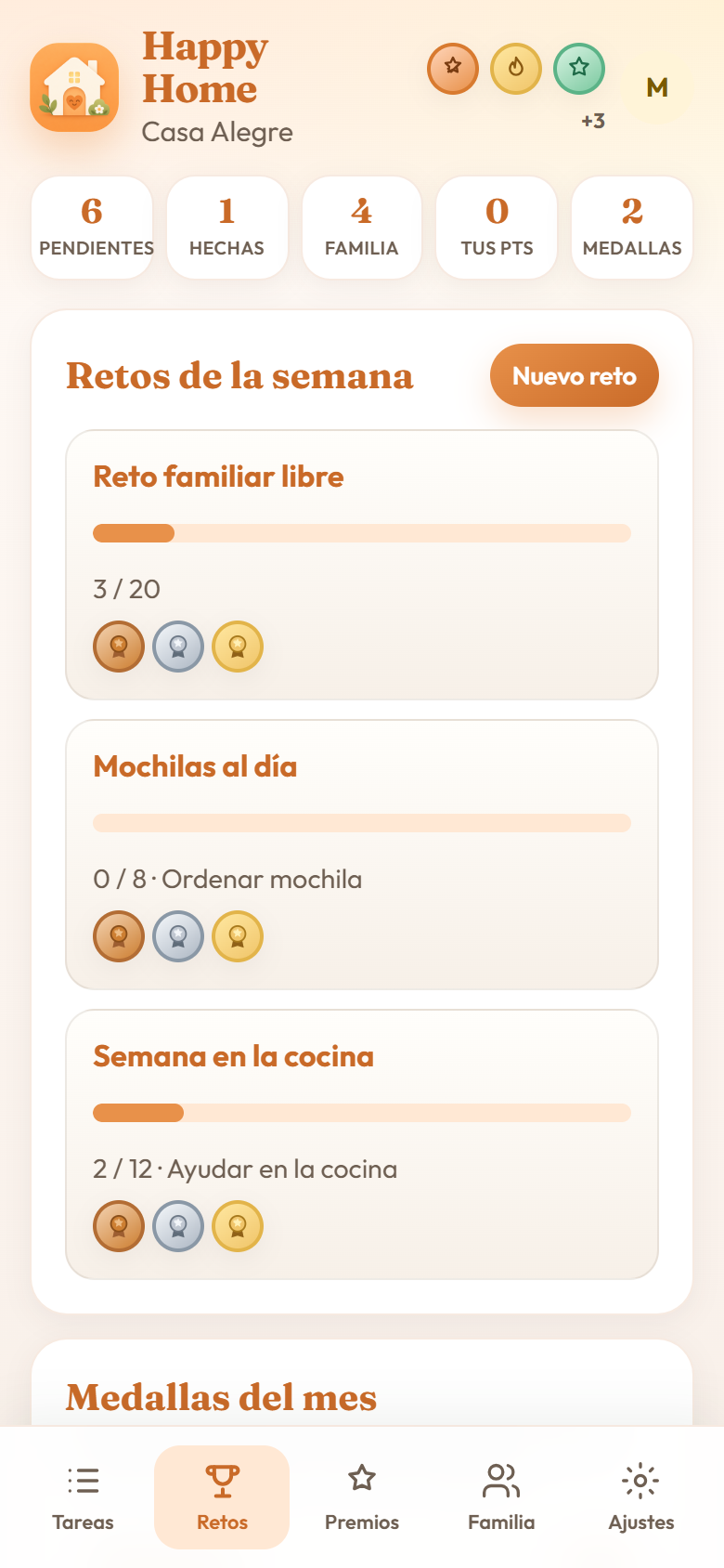 Retos de la semana con medallas